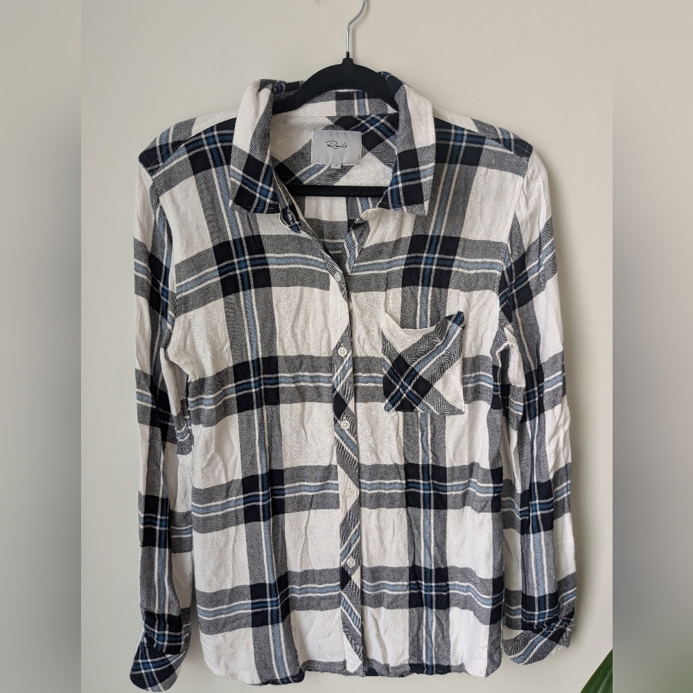 Rails Hunter Plaid Button-Down Shirt – Blue/White – Size Small